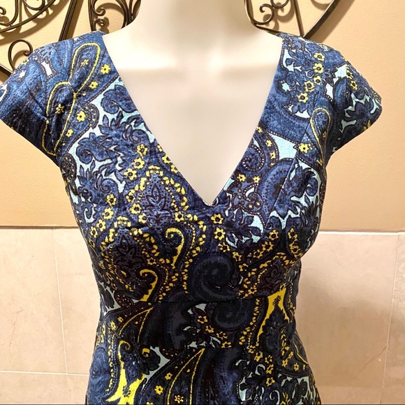 Tracy Reese Petites Paisley Short Sleeve Dress 0P - Picture 3 of 10